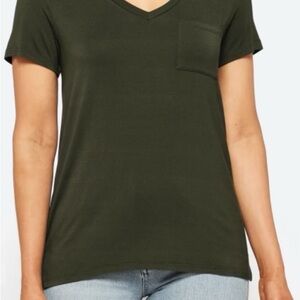 Market & Spruce Olive Green V-Neck Tee